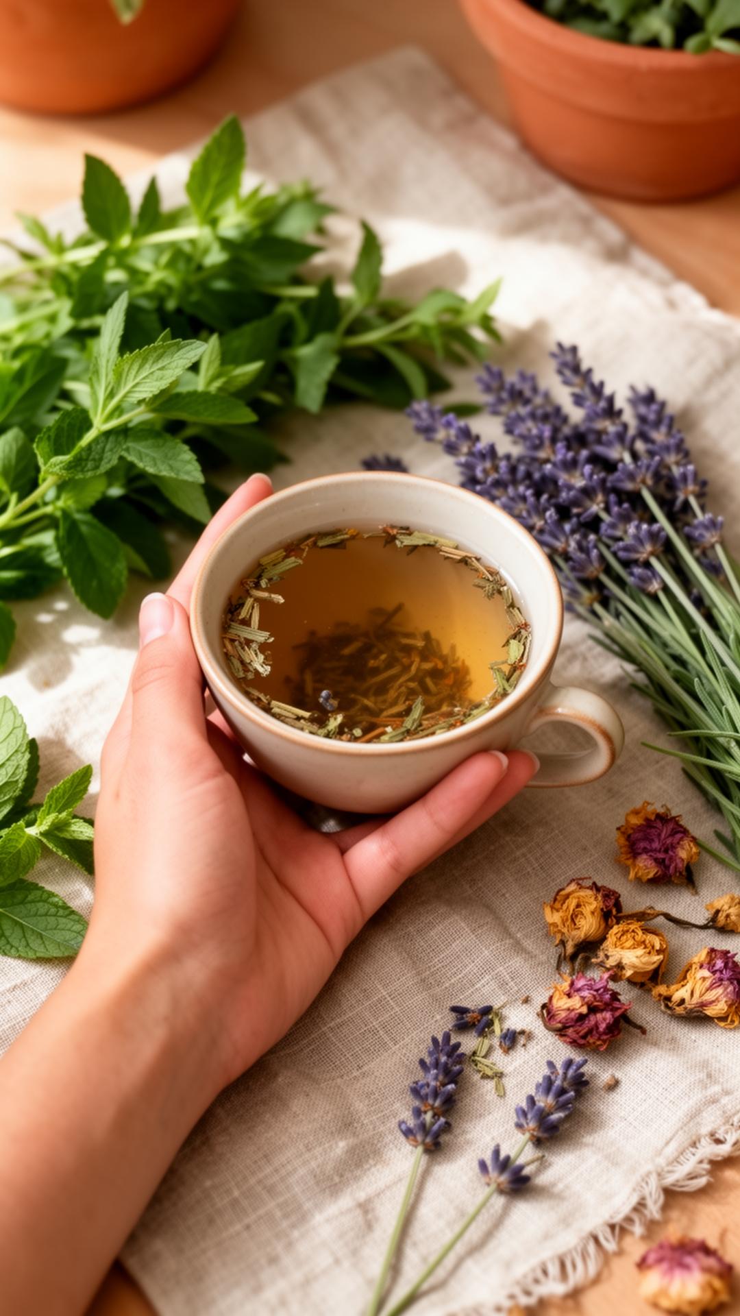 Une tasse de tisane aux plantes