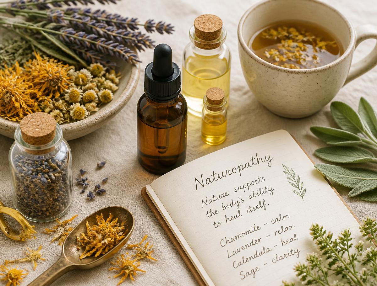Plantes médicinales, huiles essentielles et carnet de naturopathie