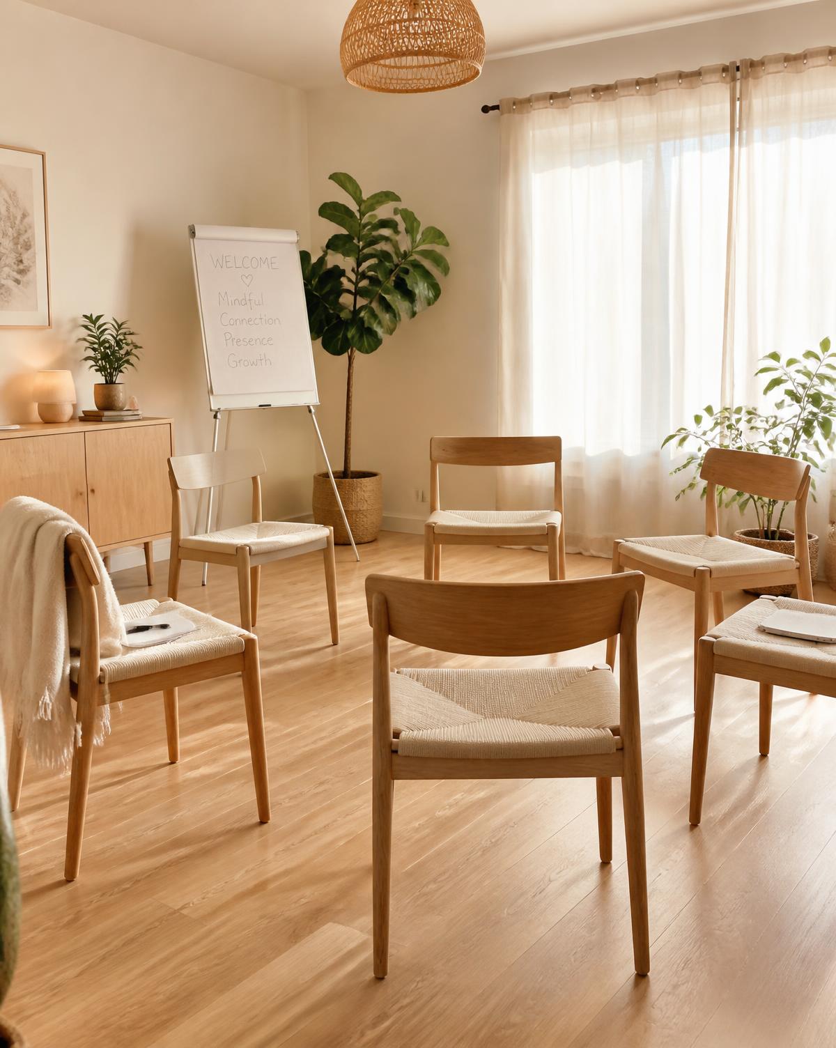 Salle de formation lumineuse du cabinet Natur'Elles à Cucq